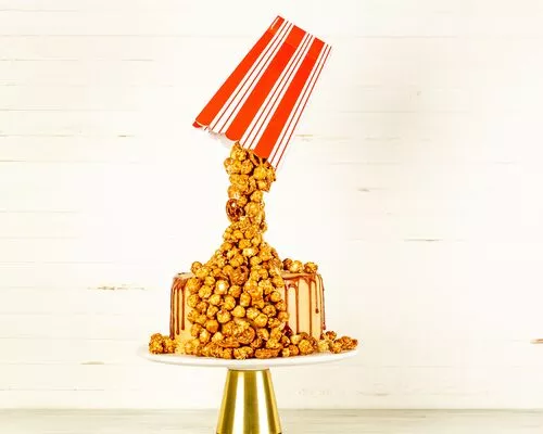 Gravity Defying Caramel Popcorn Cake